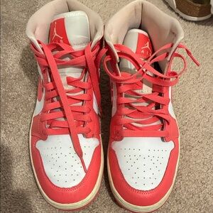Air Jordan Pink and White High-Top Sneakers